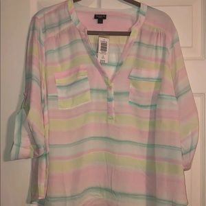 Torrid 3/4 Length Striped Blouse - Size 1